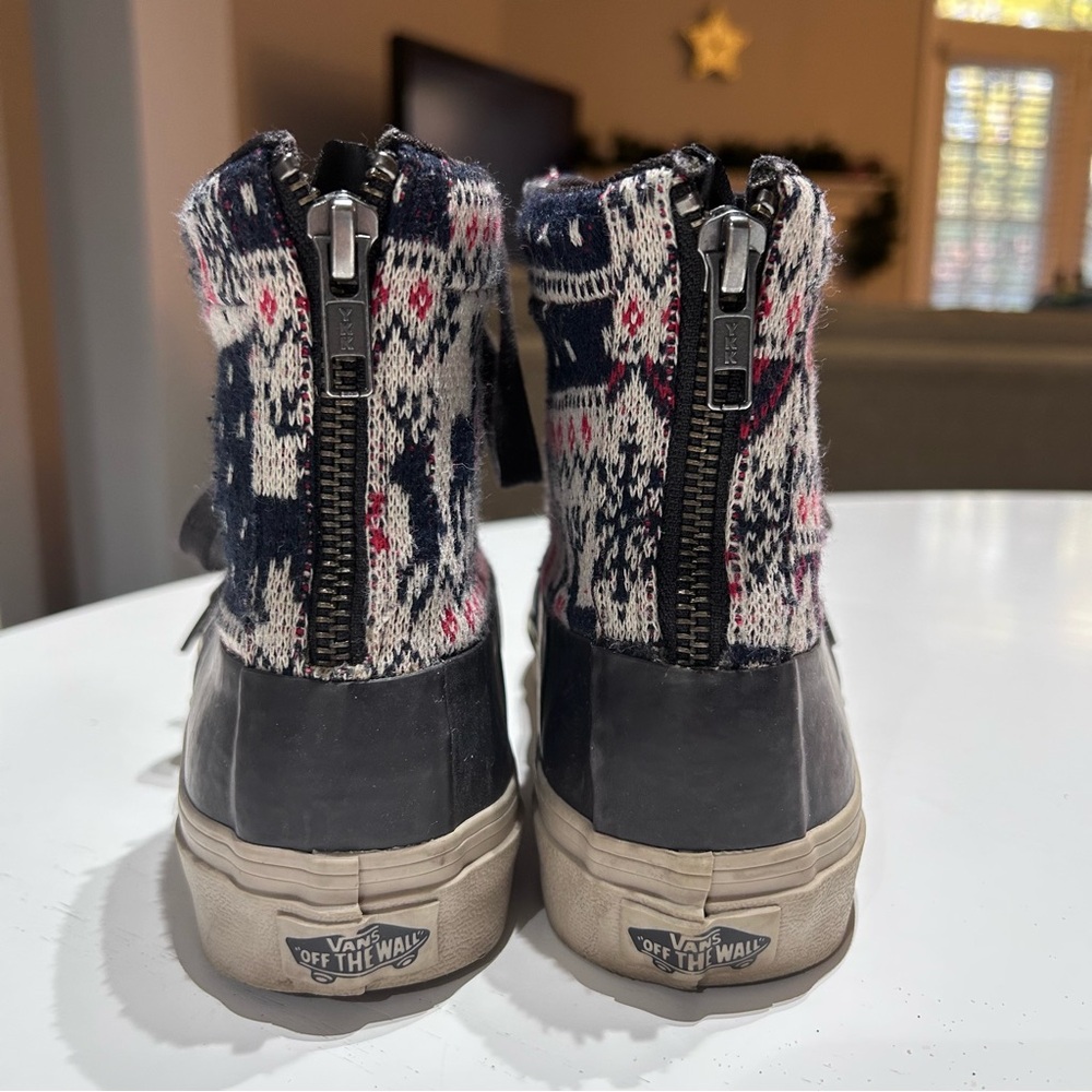 *rare* VANS Nordic Fair Isle Sweater Zip-up Sk8 Hi size 6 - Picture 5 of 8